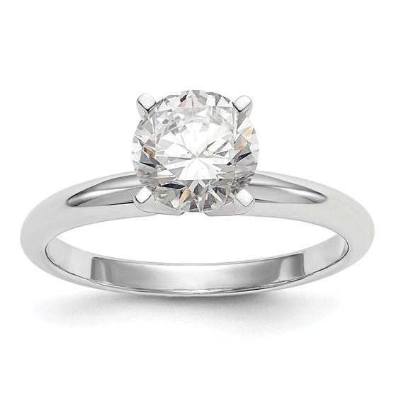 14k White Gold 1/2 carat Lightweight Half-Round 4-Prong Round Solitaire Ring Mounting