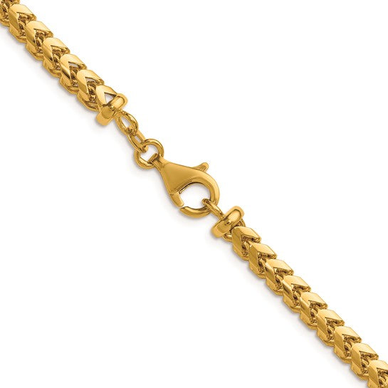 18K Polished 4.25mm Solid Franco 24 Inch Chain