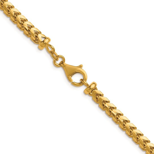 18K Polished 4.25mm Solid Franco 24 Inch Chain