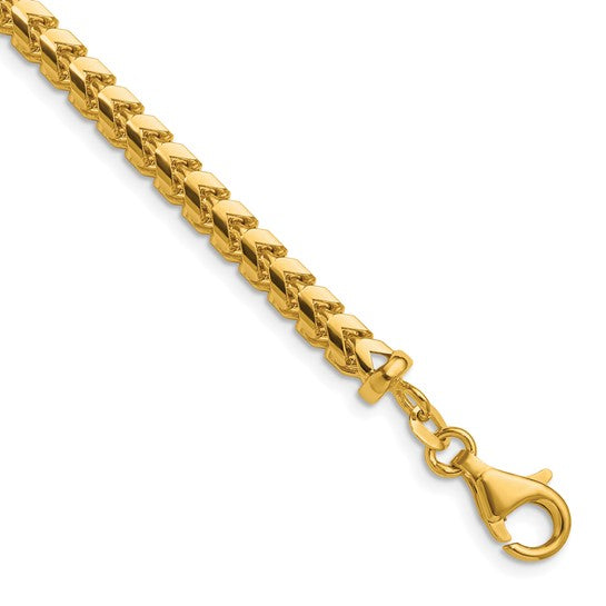 18K Polished 4.25mm Solid Franco 24 Inch Chain